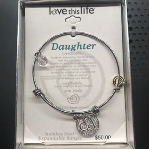 Love This Life Fine Silver Plated Daughter Bangle